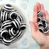 Wholesale 5pcs 20MM Resin Black Striped Beads
