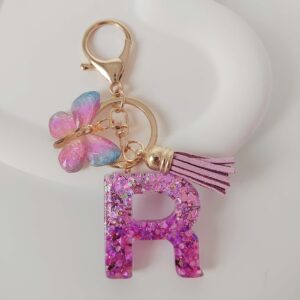 Purple letters-r / Purple letter keychain pendant