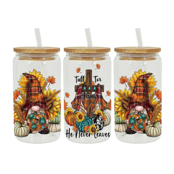 Wholesale UV transfer sticker for glass cups and crystal labels, cross-border exclusive, 16oz glass cup sticker, 23cm x 11cm.