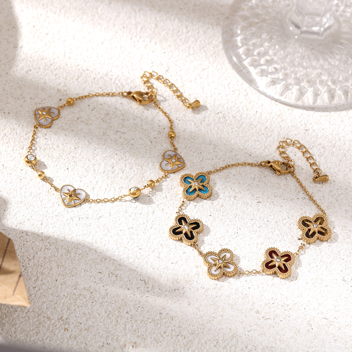 Wholesale Bracelet Light Luxury Niche Flower Four-Leaf Clover Heart Titanium Steel Bracelet Women's