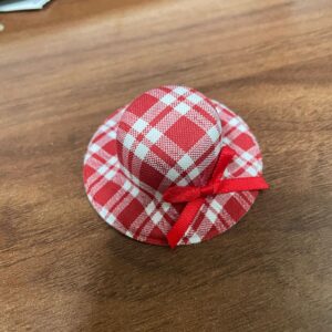 Bow red and white plaid hat