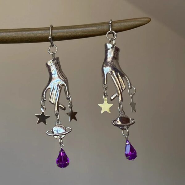 Wholesale Purple Magic Hand Pentagram Pendant Earrings