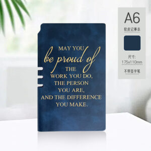 A6 navy blue pen holder with gold foil stamping on spine (single book)
