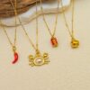 Wholesale Three-Dimensional Chili Crab Stainless Steel Oil Drop Necklace