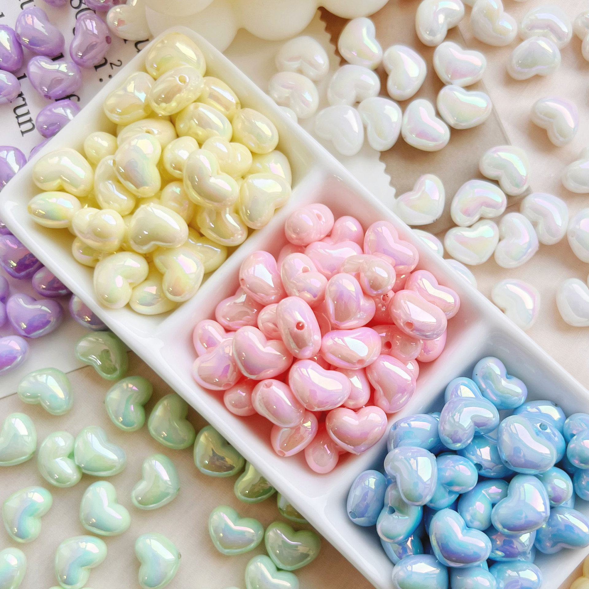 Wholesale 10 * 13mm cream color love beads