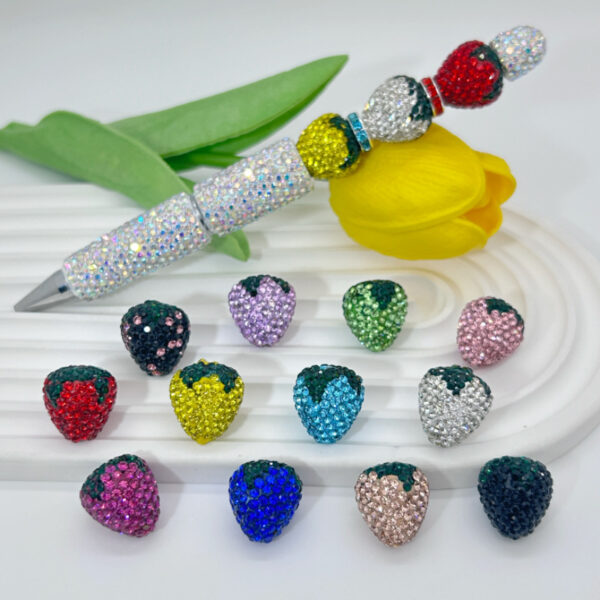 Wholesale Strawberry clay filled with diamond beads