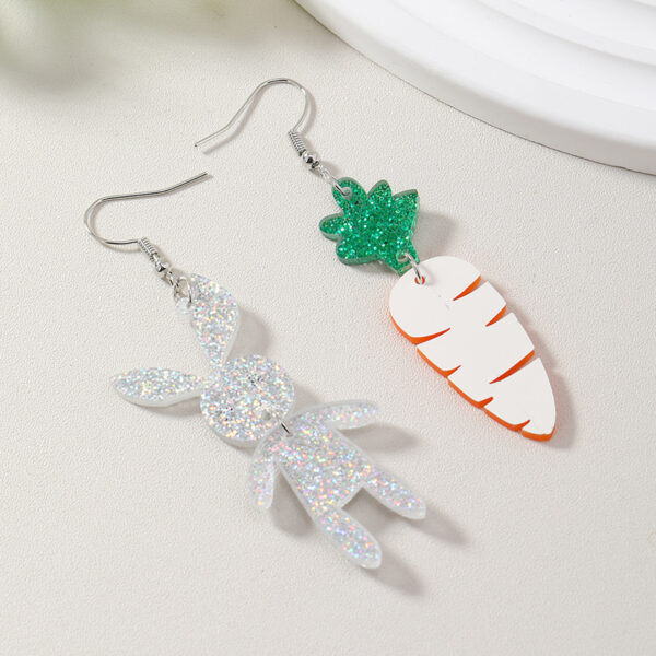 Wholesale Easter Cute Asymmetrical Rabbit Carrot Earrings