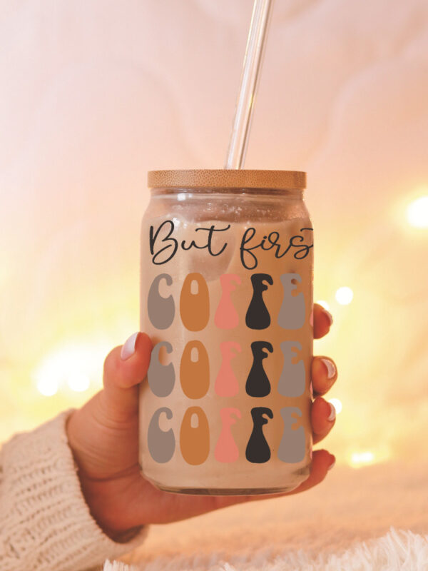 Wholesale Brown Cartoon Cute Coffee Theme 16oz Cup UV DTF Wraps