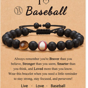 One-sided yellow tiger eye black frosted baseball braided rope bracelet