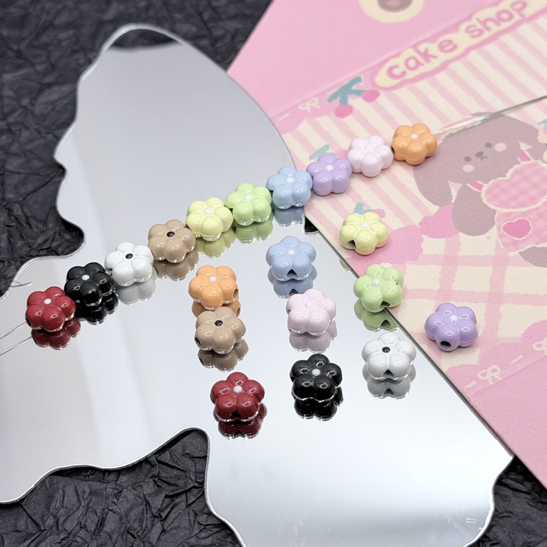Wholesale Plump five-petal flower beaded DIY alloy aessories beaded