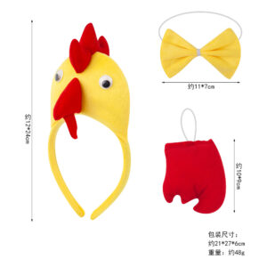 Three-dimensional yellow rooster three-piece set