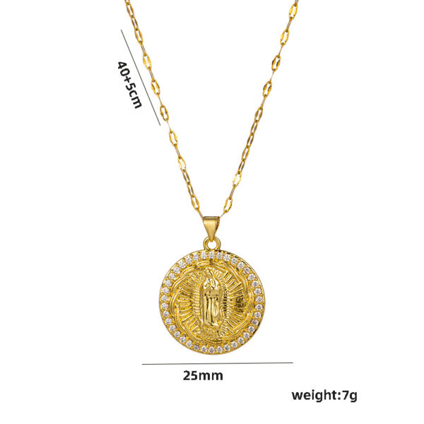 Wholesale Clavicle Titanium Zircon Light Madonna Religion Necklace