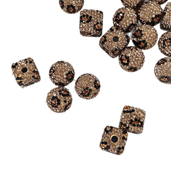 Wholesale 10pcs Leopard patterned clay round diamond beads