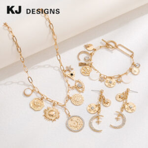 Wholesale Ancient Coin Starry Sky Magic Necklace Bracelet Earring Set