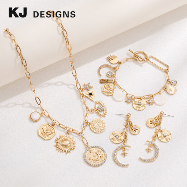 Wholesale Ancient Coin Starry Sky Magic Necklace Bracelet Earring Set