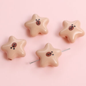 Five-pointed star 22x 20mm aperture about 2.5mm brown / 2/bag