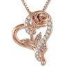 Wholesale Diamond studded heart-shaped rose necklace