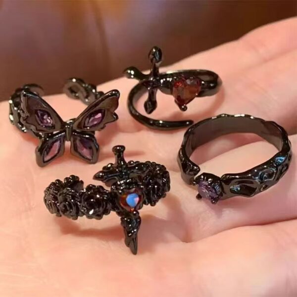 Wholesale Black Ring Female Dark Niche High-End Ring Open Ring