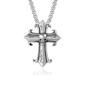 Skull cross + stainless steel chain