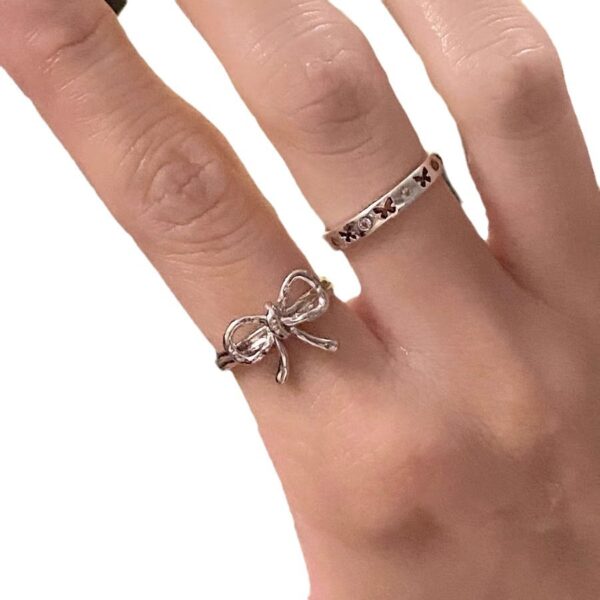 Wholesale Irregular bow hollow mini butterfly diamond ring