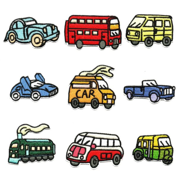 Wholesale Cartoon small car and bus embroidered patch