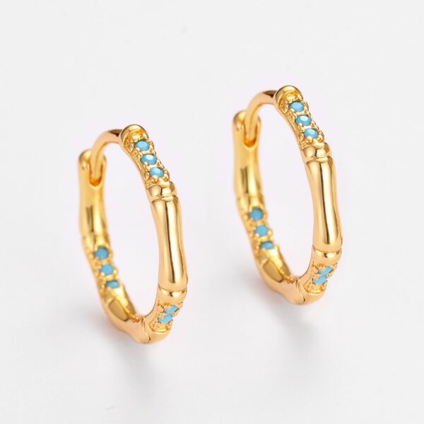 Wholesale Style Turquoise Bamboo Earrings, Niche Simple Hoops