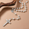 Wholesale Glass Imitation Pearl Cross Rosary Necklace