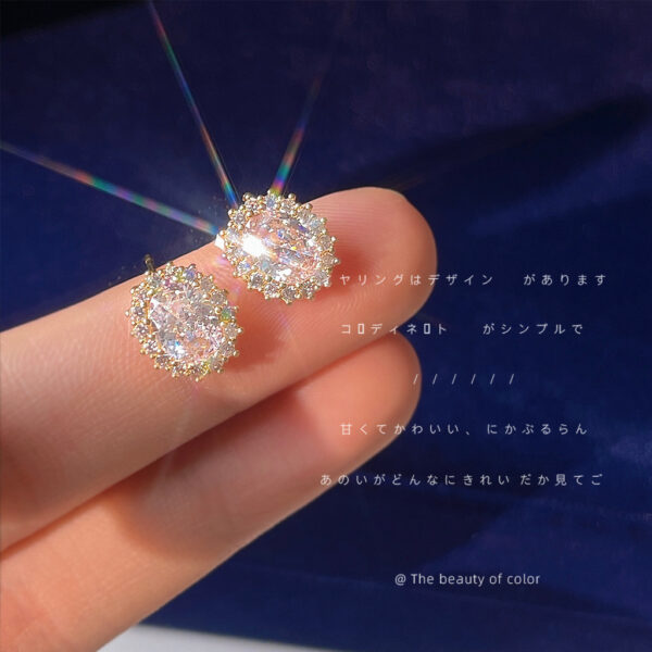 Wholesale Micro inlaid zircon silver needle goose egg shaped earrings