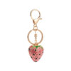 Wholesale Sweet Strawberry Cute Diamond Set Metal Keychain