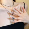 Wholesale Dark Zircon Cross Beaded Necklace