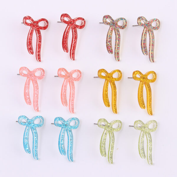 Wholesale Valentine's Day Glitter Multicolor Bow Acrylic Earrings