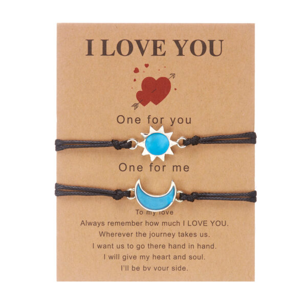 Wholesale Weaving Luminous Sun Moon Valentine's Day Hand Rope