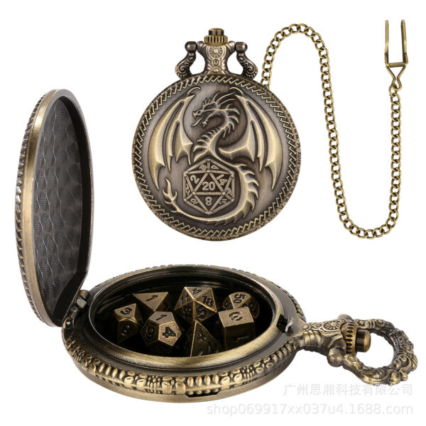 Wholesale Retro Flying Dragon with Dice Pocket Watch