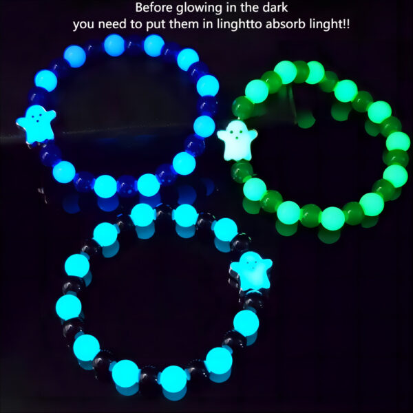 Wholesale Amazon Cross-border Hot Undead Festival Luminous Bracelet Glass Beaded Halloween Ghost Luminous Festival Hand Jewelry