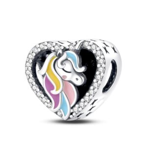 Pac472-fantasy heart unicorn beads