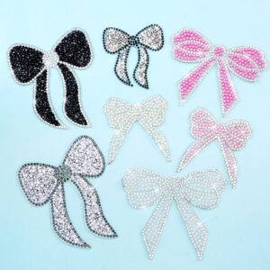 Wholesale Colorful rhinestone bow embroidery DIY Patches