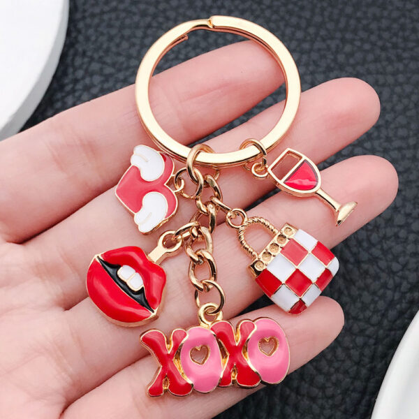 Wholesale Cartoon Drip Oil Red Love XOXO Keychain