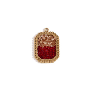 Octagon Splice Colored Bead Pendant-Gold-Red