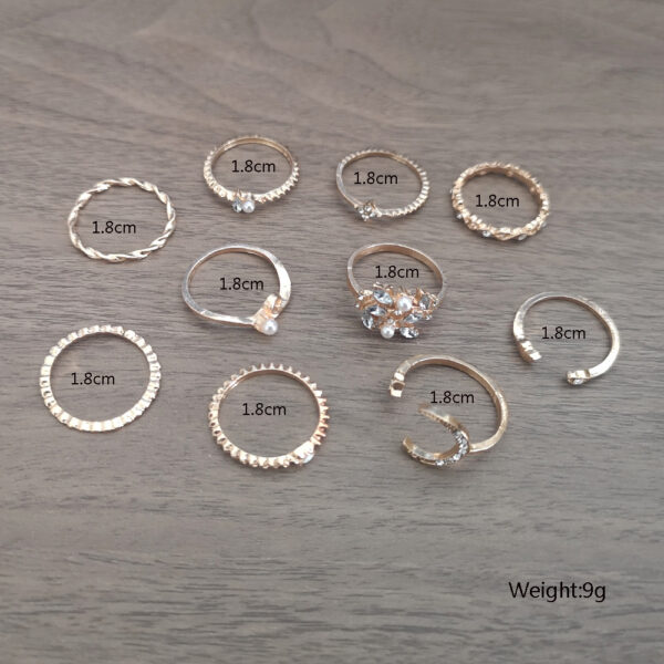 Wholesale Bohemian Star Moon Diamond Heart Pearl Ring