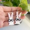 Wholesale Easter cartoon rabbit acrylic asymmetrical earrings