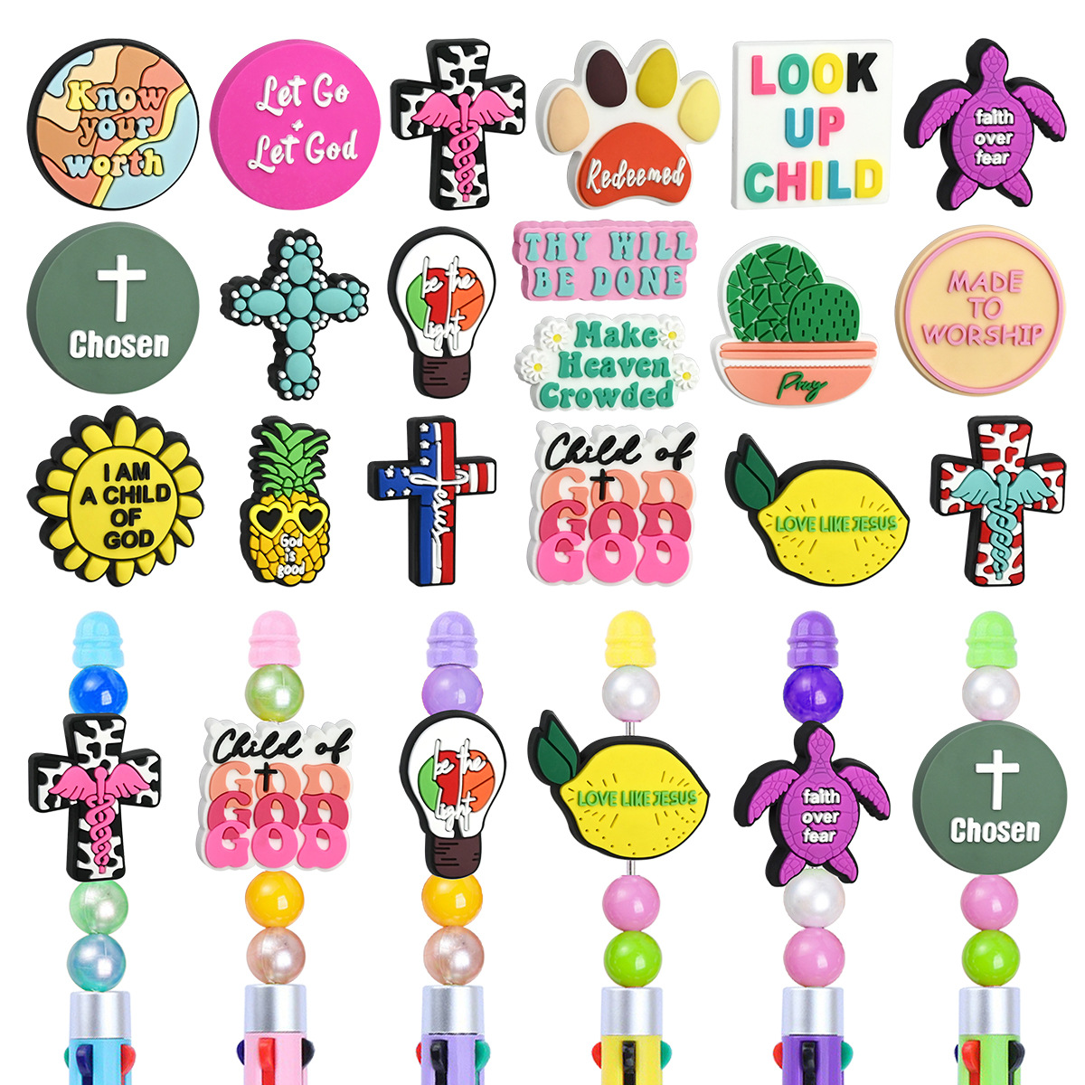 Wholesale Random Cartoon Phrase Ballint Pen Handmade Beads