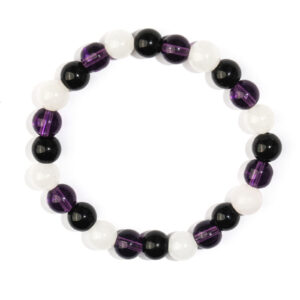 White moonlight + obsidian + amethyst bracelet