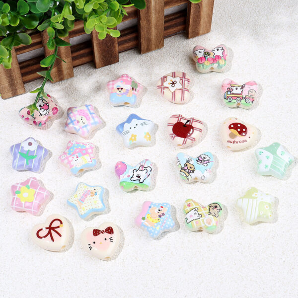 Wholesale Cartoon animal flower love pentagram butterfly acrylic beads