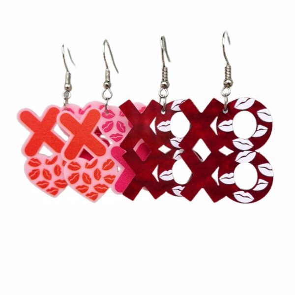 Wholesale Hollow Lips XOXO English Letter Valentine's Day Acrylic Earrings