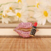 Wholesale Diamond-studded mouth red lips car keychain