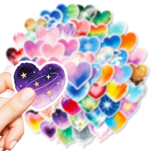 Wholesale 56pcs Watercolor Heart Valentine's Day Stickers