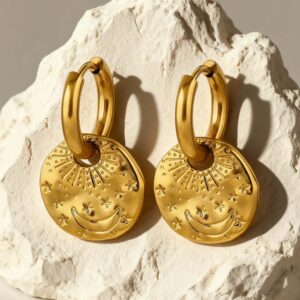 Wholesale Geometric Starry Sky Moon Star Stainless Steel Earrings