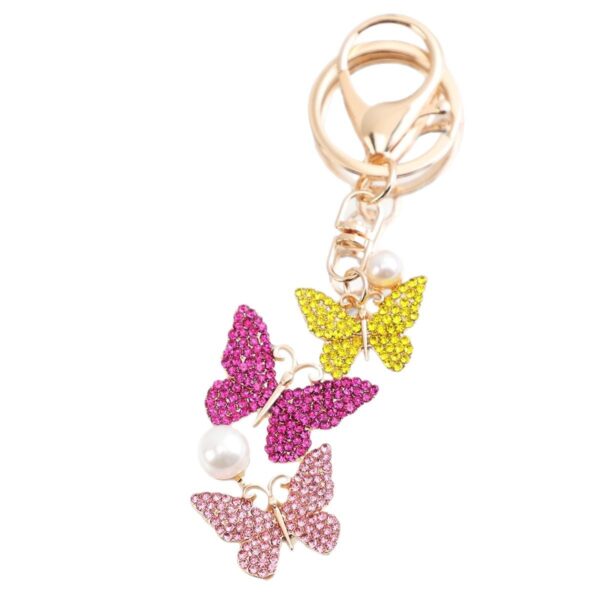 Wholesale Colorful diamond studded butterfly metal keychain