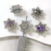 Wholesale 10pcs Snowflake inlaid with colored zircon straight hole beads