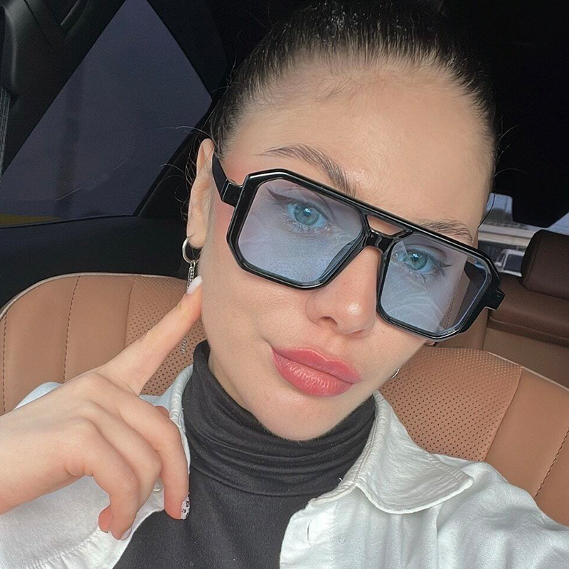 Wholesale Retro Pilot Double Beam Large Frame Sunglasses